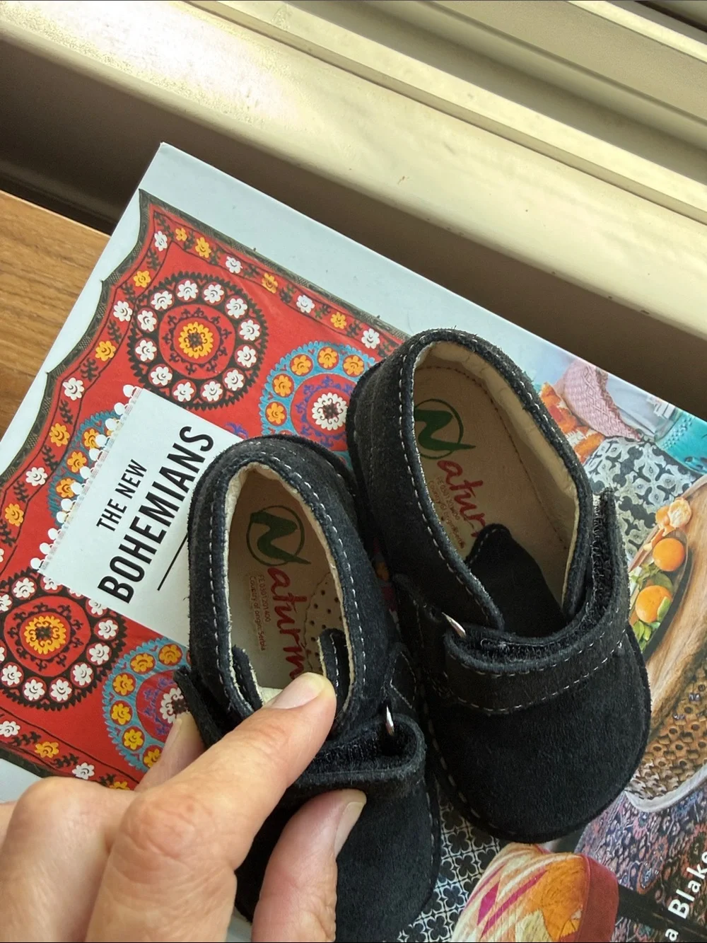 Naturino Black Suede Kids Boots with Hook-and-Loop Strap